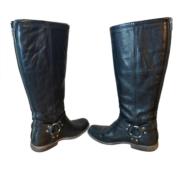 Frye Phillip Black Leather Harness Riding Boots - Picture 6 of 9
